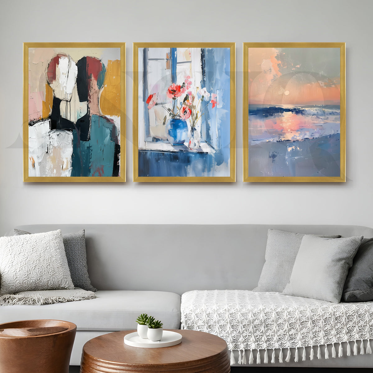 Contemporary Serenity Abstract Gallery Wall – Set of 3 Modern Artworks - 18 x 24 Inches – Asha Art Studio – Image 7