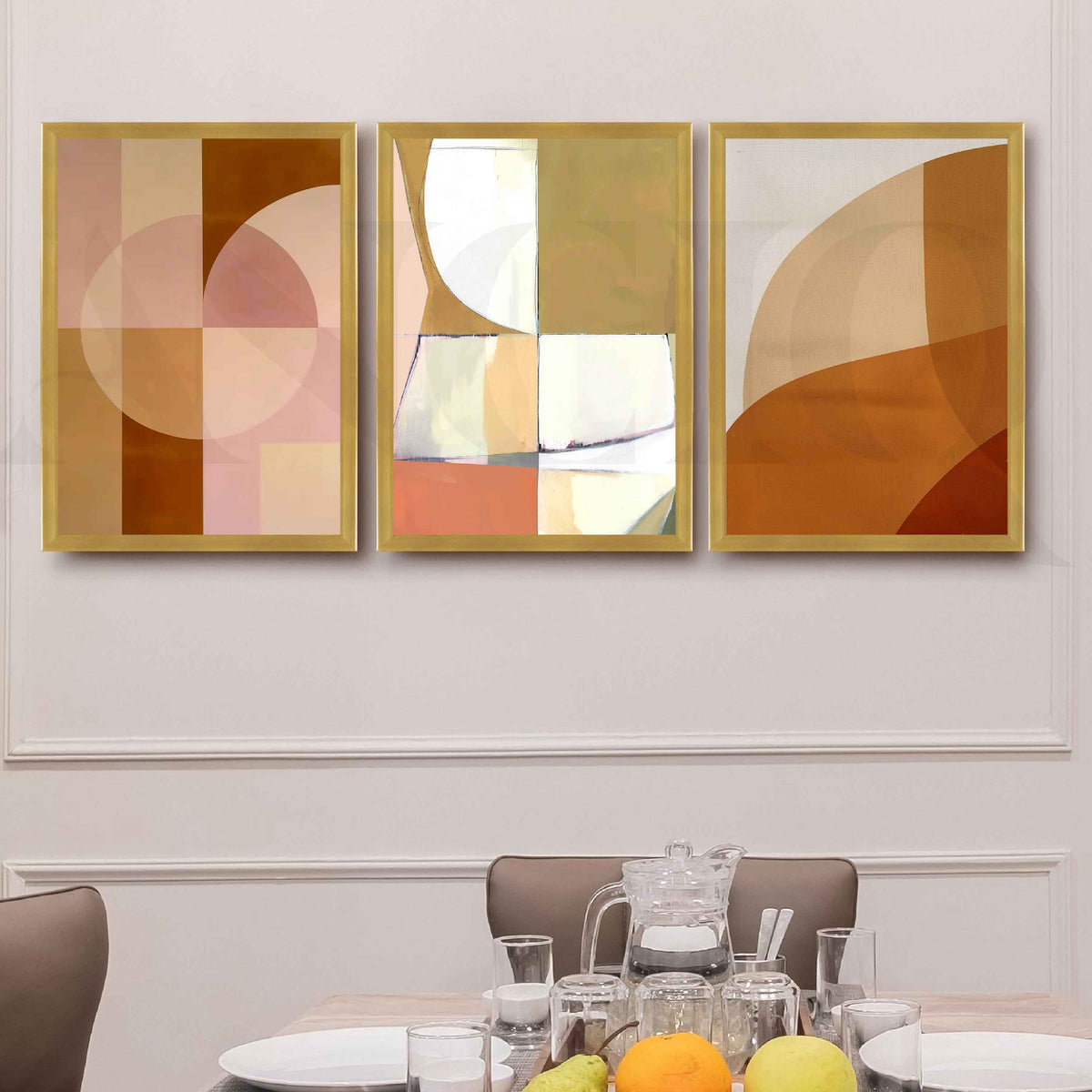Soft Pastel Geometric Gallery Wall Artwork Set of 3 – Asha Art Studio – Image 4