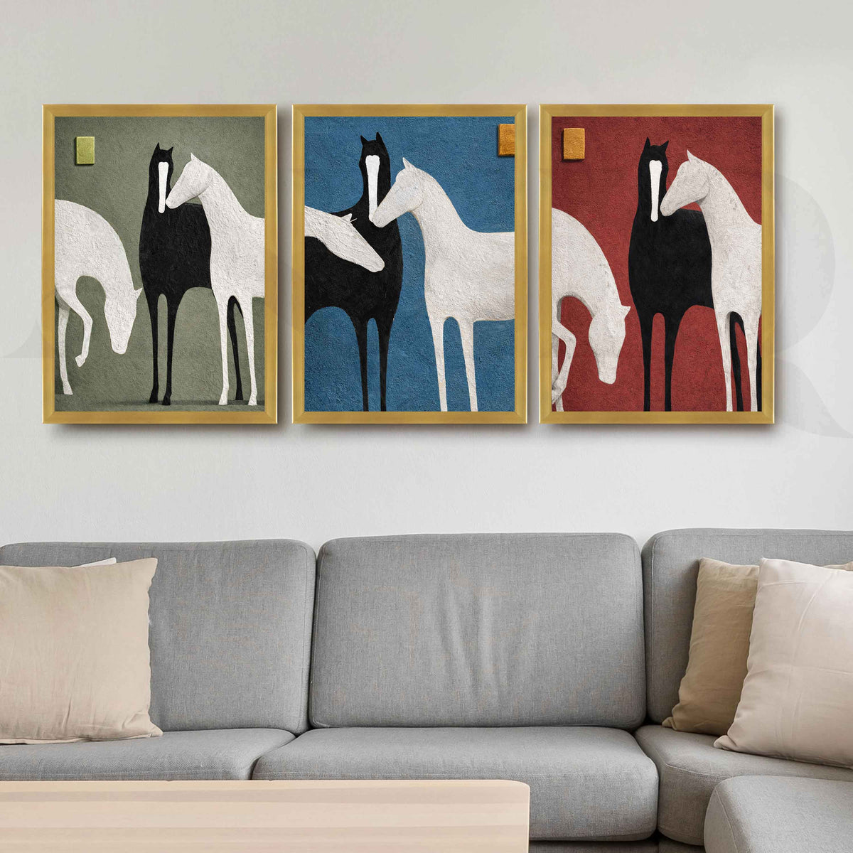 Modern Horse Gallery Wall Artwork Set of 3 – Asha Art Studio – Image 4