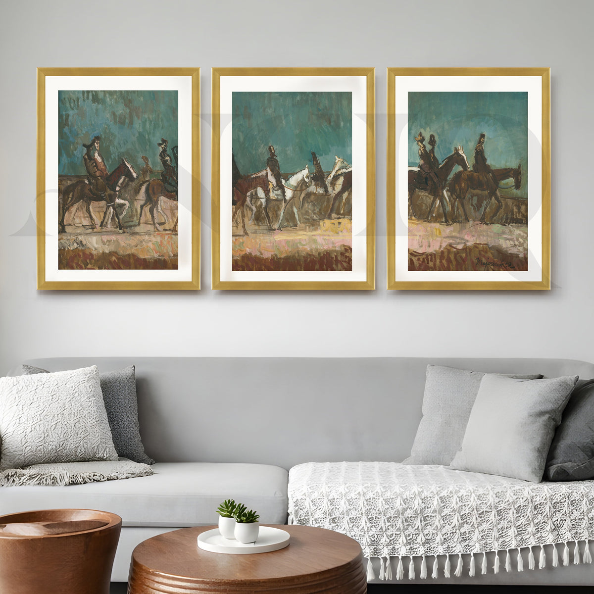 Equestrian Riders Vintage Gallery Wall – Set of 3 Classic Artworks - 18 x 24 Inches – Asha Art Studio – Image 4