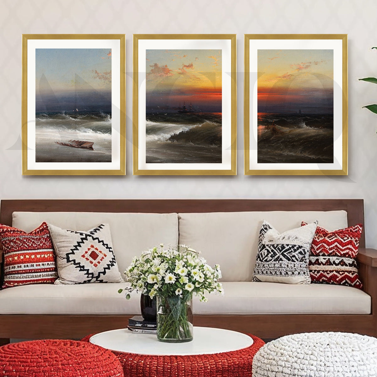 Dramatic Ocean Sunset Gallery Wall – Set of 3 Seascape Artworks - 18 x 24 Inches – Asha Art Studio – Image 8