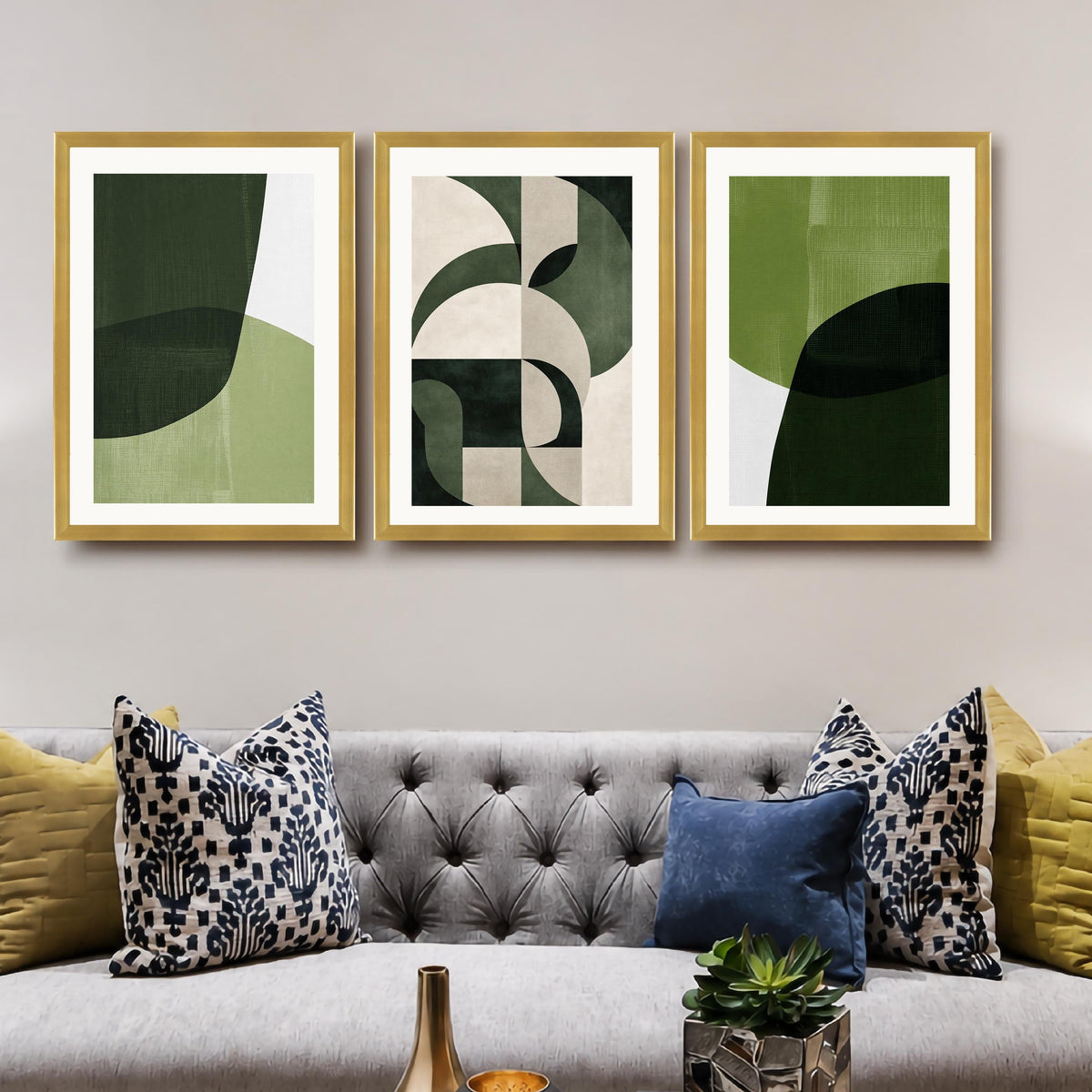 Green Abstract Gallery Wall Set of 3 - 18 x 24 Inches – Asha Art Studio – Image 8