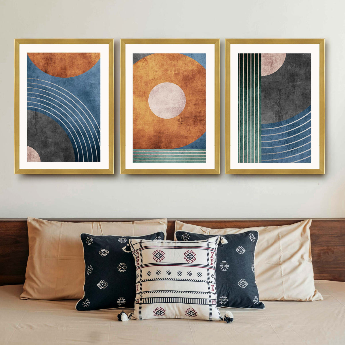 Retro Geometric Abstract Gallery Wall Set of 3 - 18 x 24 Inches – Asha Art Studio – Image 8