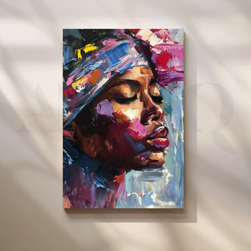 Afro Muse in Magenta Canvas Painting for Living Room – Asha Art Studio