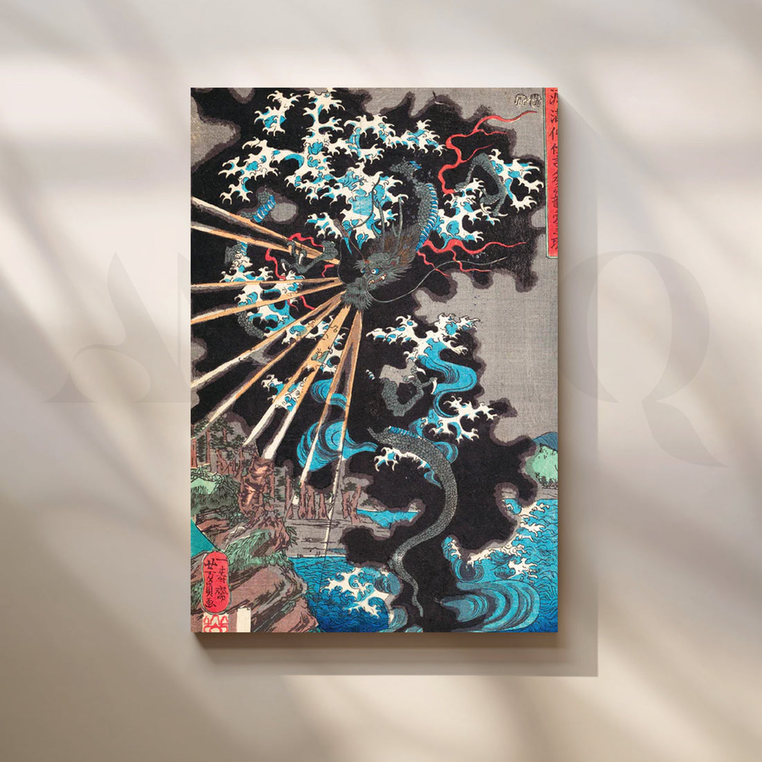 Storm Dragon Ukiyo-e Canvas Painting for Modern Living Room & Home Office – Asha Art Studio