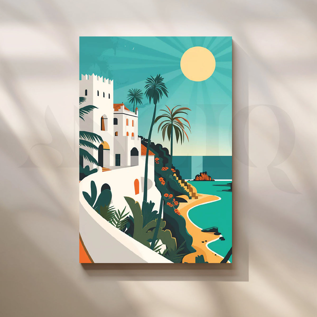 Mediterranean Sun Coast Canvas Artwork – Asha Art Studio