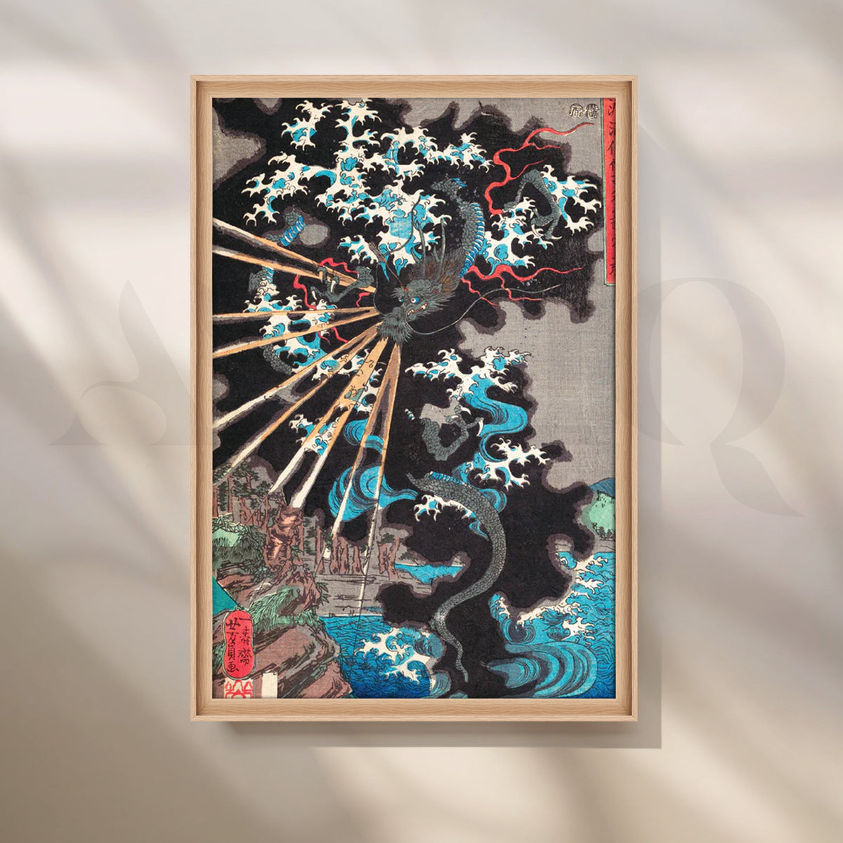 Storm Dragon Ukiyo-e Canvas Painting for Modern Living Room & Home Office – Asha Art Studio – Image 5
