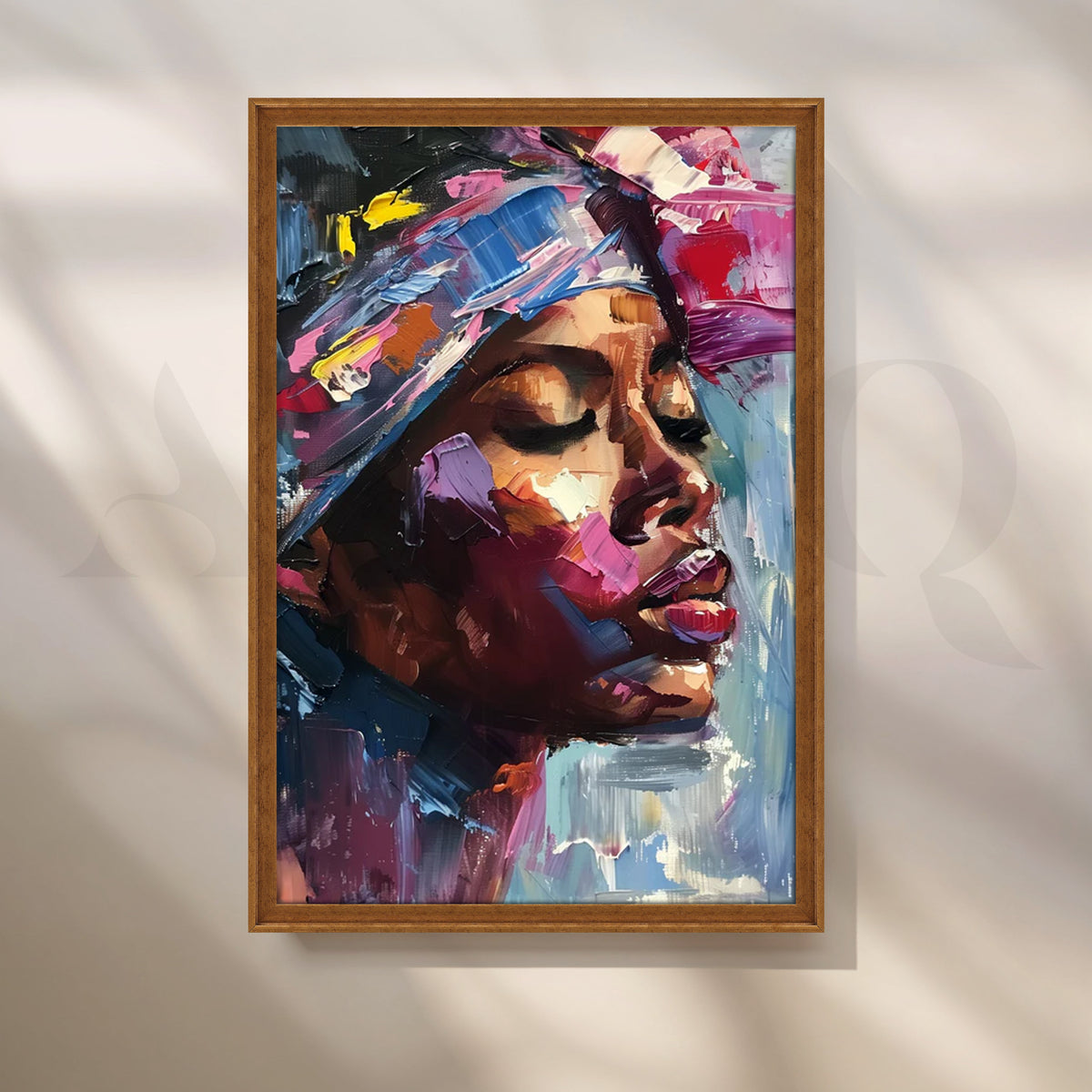 Afro Muse in Magenta Canvas Painting for Living Room – Asha Art Studio – Image 6