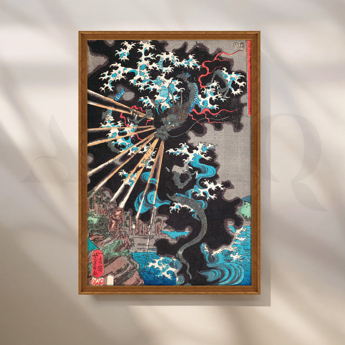 Storm Dragon Ukiyo-e Canvas Painting for Modern Living Room & Home Office – Asha Art Studio – Image 6