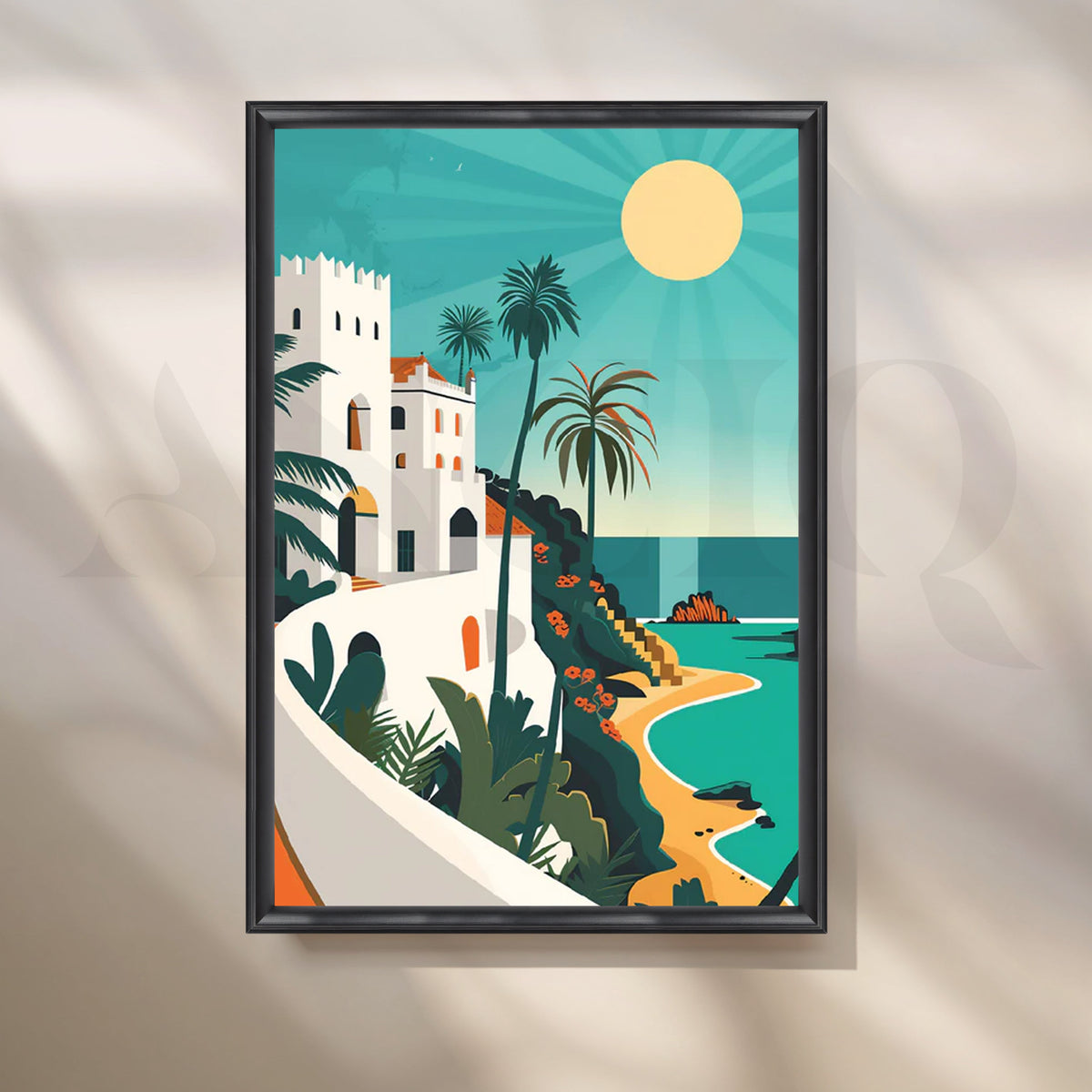 Mediterranean Sun Coast Canvas Artwork – Asha Art Studio – Image 3