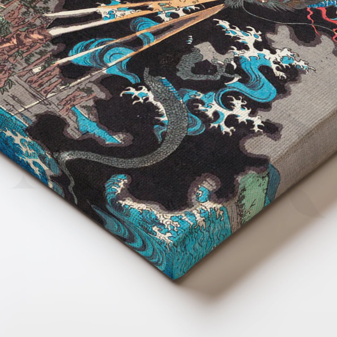Storm Dragon Ukiyo-e Canvas Painting for Modern Living Room & Home Office – Asha Art Studio