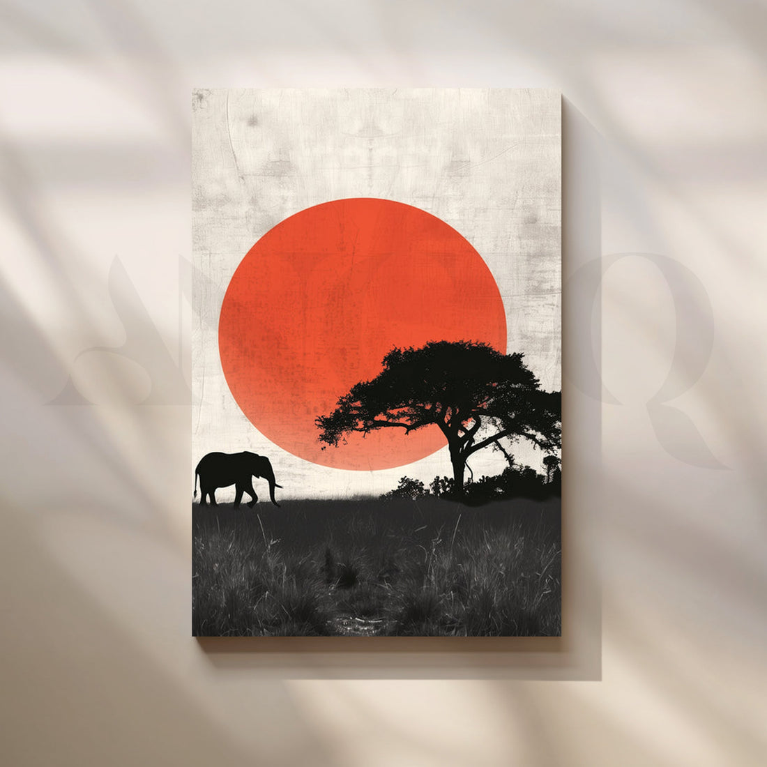 Red Sun Safari Canvas Painting for Living Room – Asha Art Studio