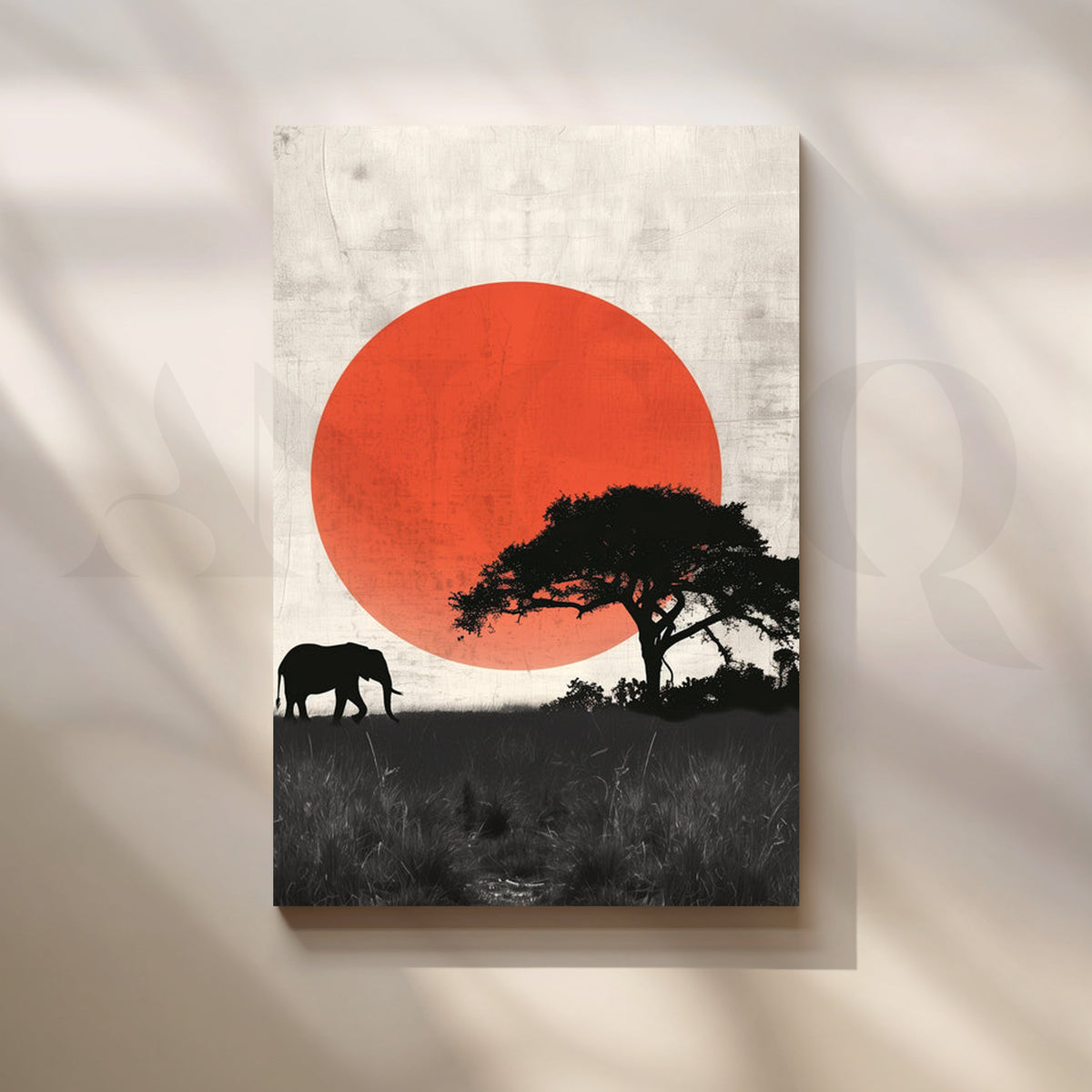 Red Sun Safari Canvas Painting for Living Room – Asha Art Studio