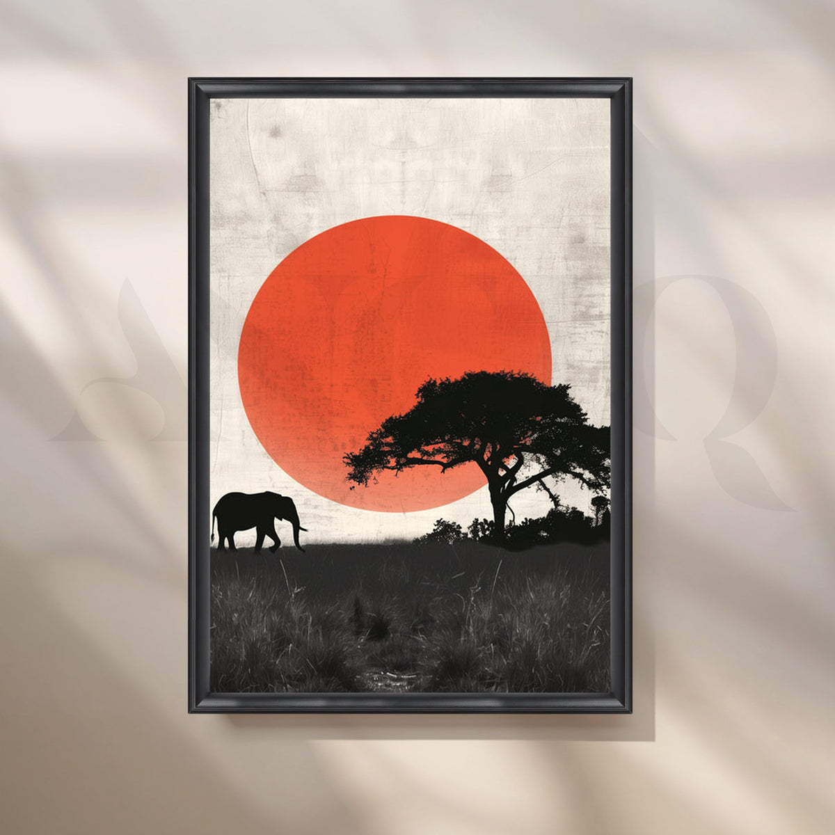 Red Sun Safari Canvas Painting for Living Room – Asha Art Studio – Image 3