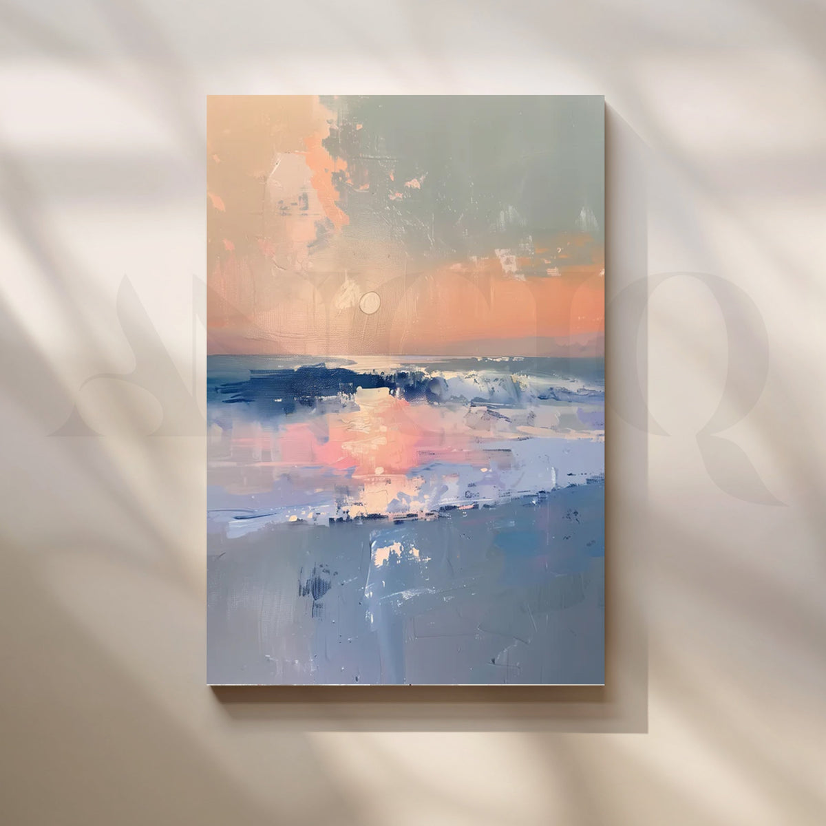 Blush Tide Canvas Painting for Coastal Living Room – Asha Art Studio