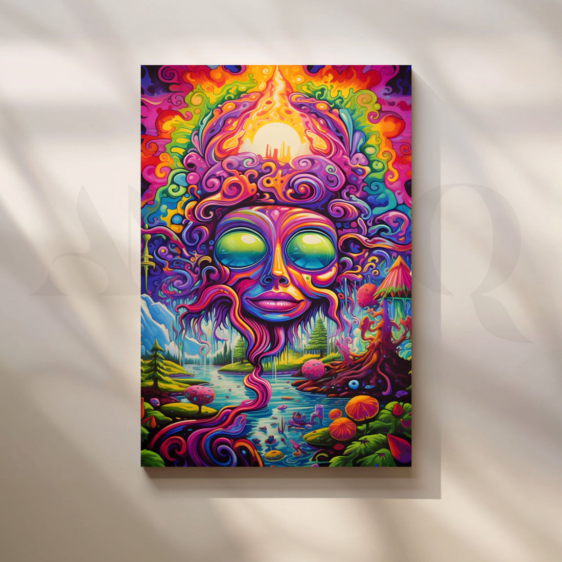 Psychedelic River Goddess Canvas Painting for Gaming Room/Creative Studio – Asha Art Studio