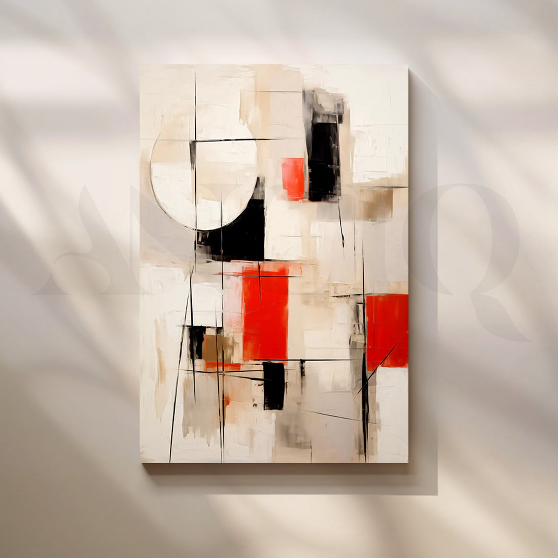 Crimson Geometry Canvas Pop Art – Asha Art Studio