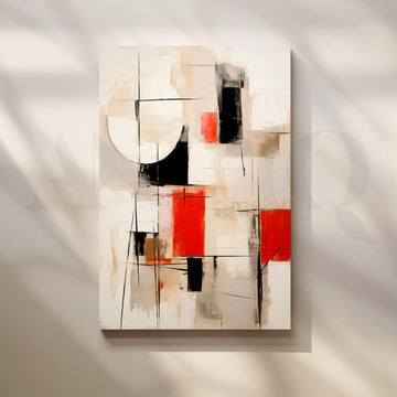 Crimson Geometry Canvas Pop Art – Asha Art Studio
