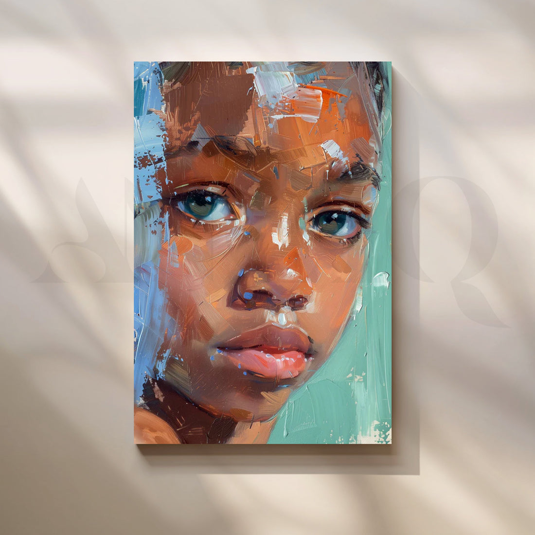 Sea-Glass Eyes Canvas Painting for Nursery – Asha Art Studio