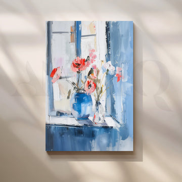 Window Blooms Canvas Painting for Kitchen & Dining Rooms – Asha Art Studio