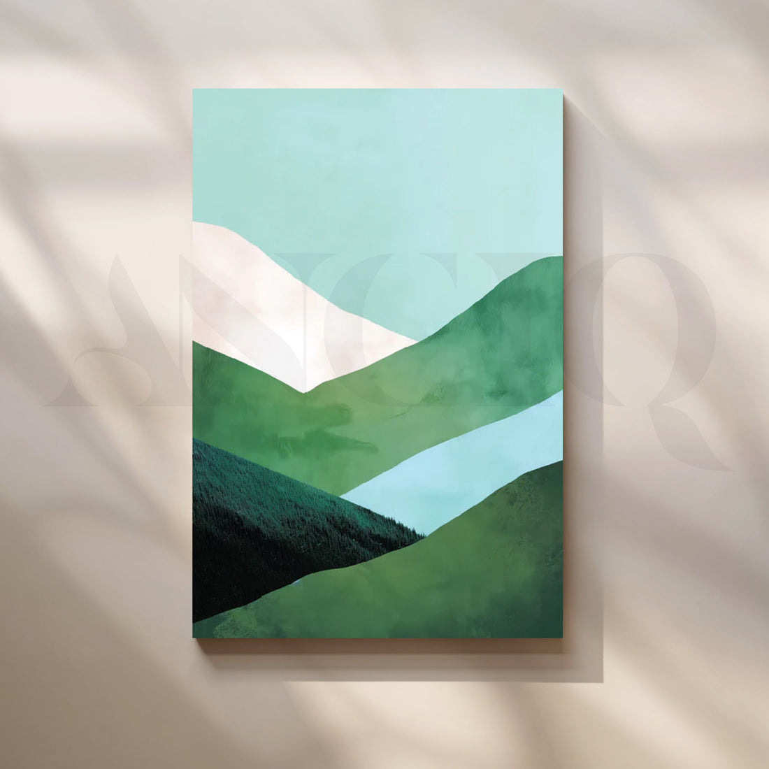 Serene Green Valleys Canvas Painting for Living Room – Asha Art Studio