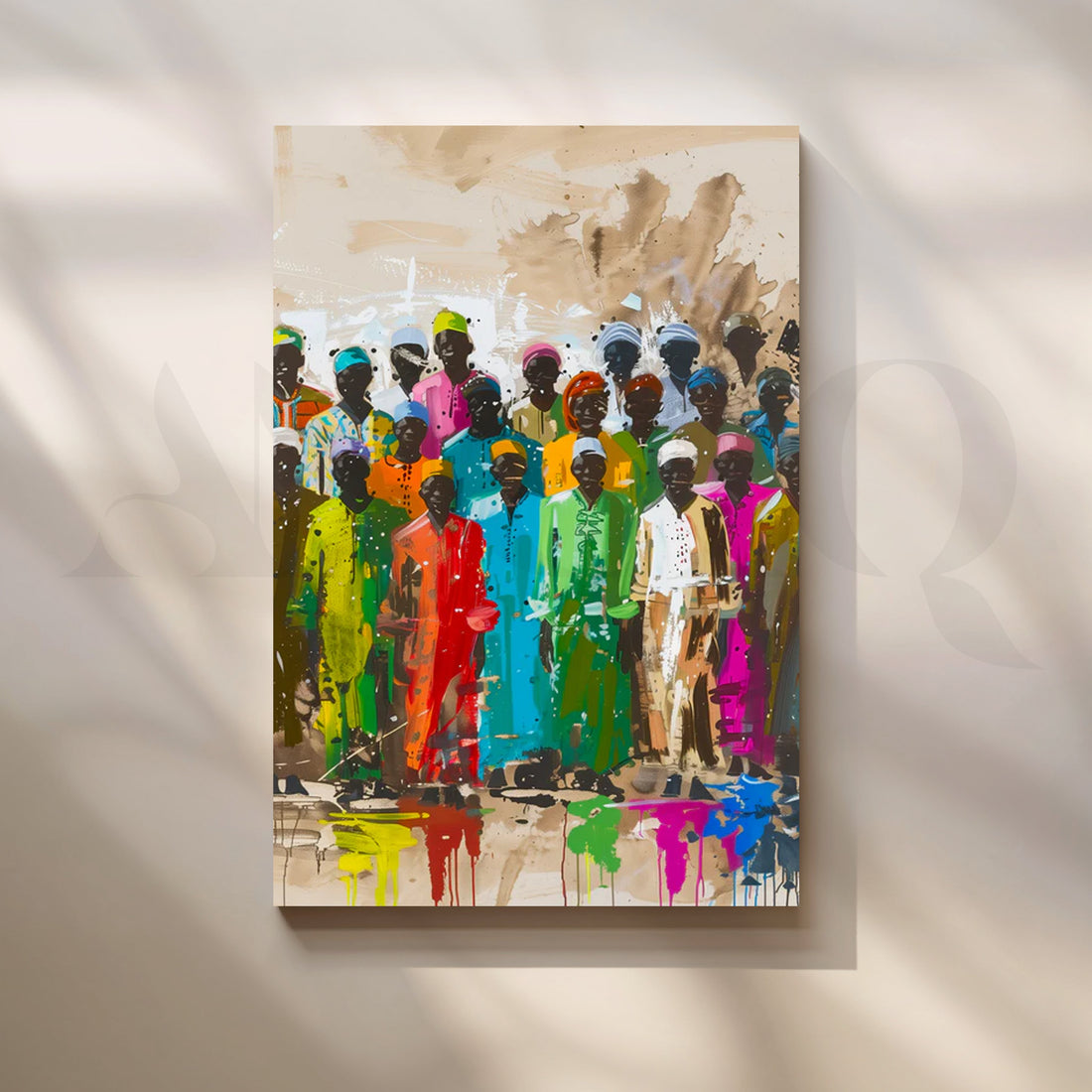 Vibrant Gathering Canvas Painting for Large Living Rooms – Asha Art Studio