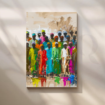 Vibrant Gathering Canvas Painting for Large Living Rooms – Asha Art Studio