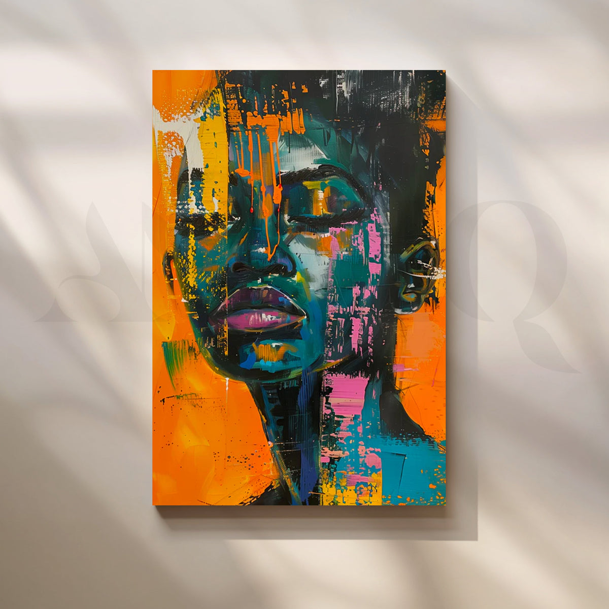 Neon Gaze Abstract Canvas Artwork – Asha Art Studio