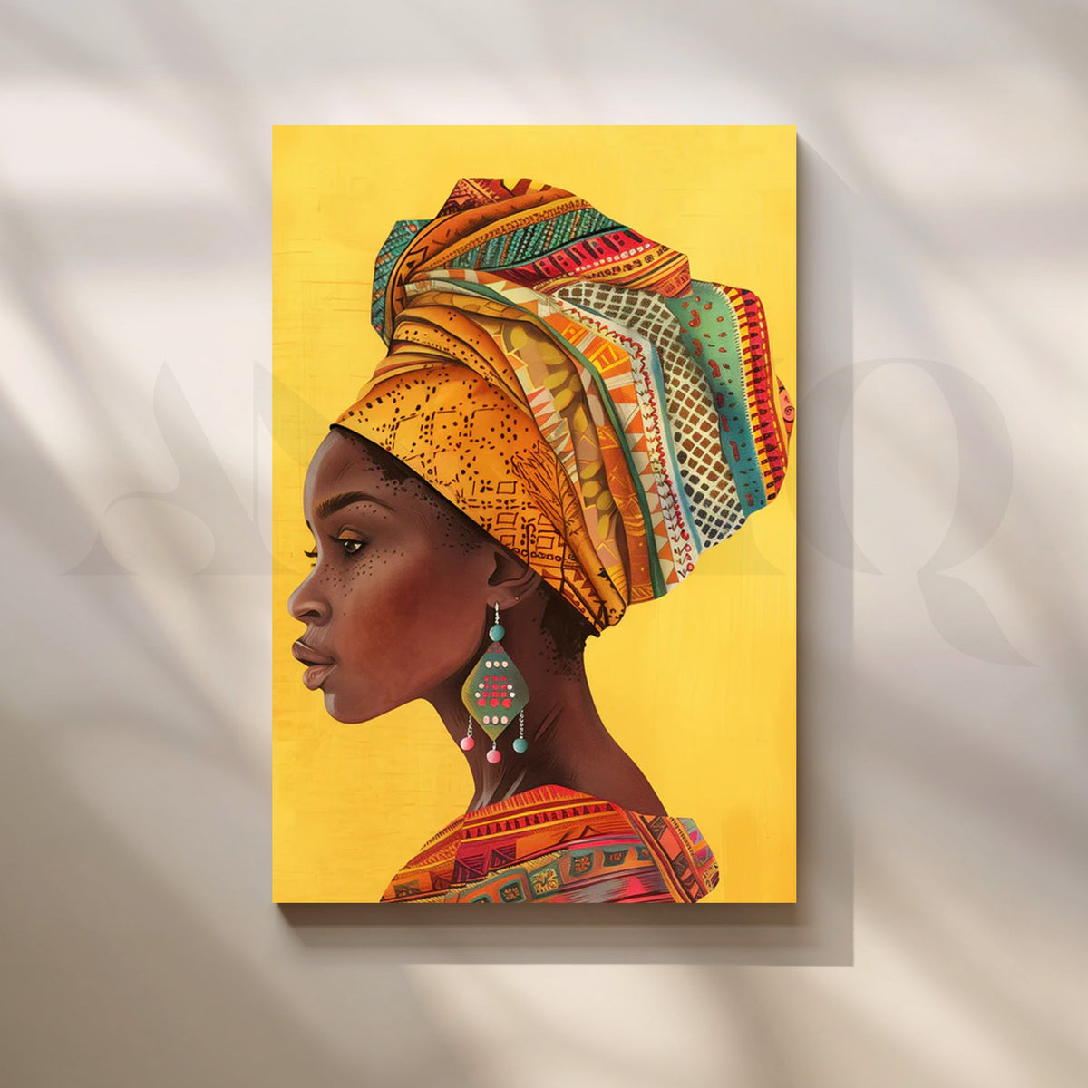 Golden Gele Profile Canvas Pop Art for Stylish Entryway – Asha Art Studio