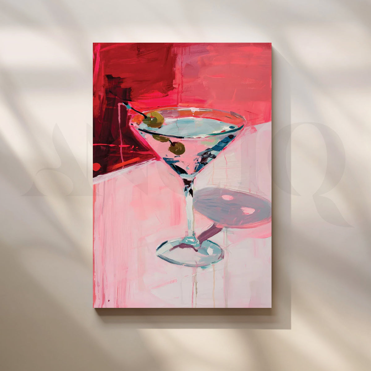 Olive Twist Martini Canvas Painting for Home Bar or Dining Room – Asha Art Studio