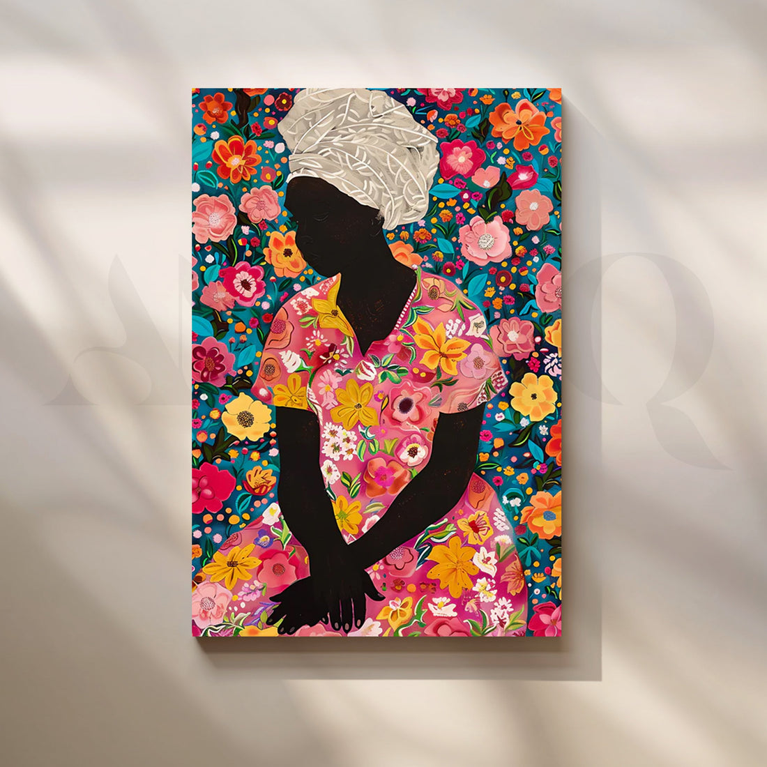 Floral Reverie Silhouette Canvas Painting for Bedroom – Asha Art Studio