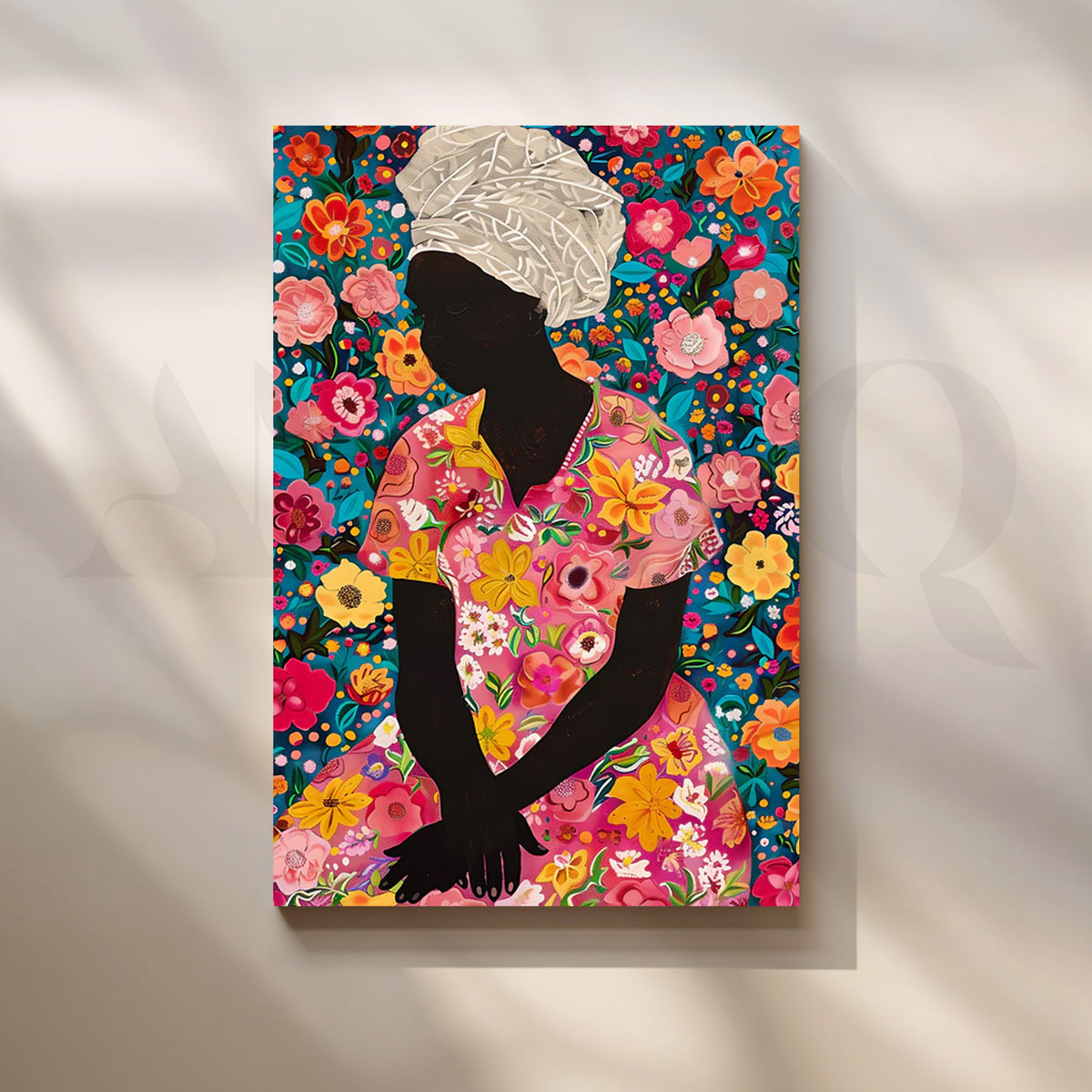 Floral Reverie Silhouette Canvas Painting for Bedroom – Asha Art Studio