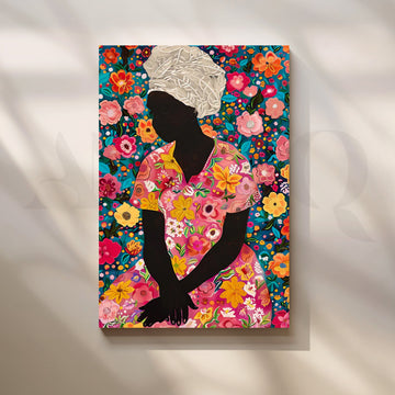 Floral Reverie Silhouette Canvas Painting for Bedroom – Asha Art Studio