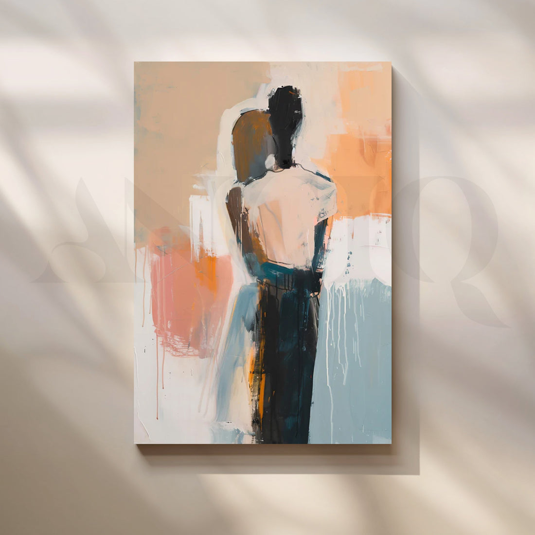 Tender Embrace Canvas Painting for Modern Bedrooms – Asha Art Studio