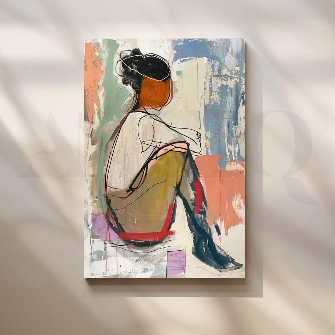Seated Muse Canvas Painting for Modern Living Room – Asha Art Studio