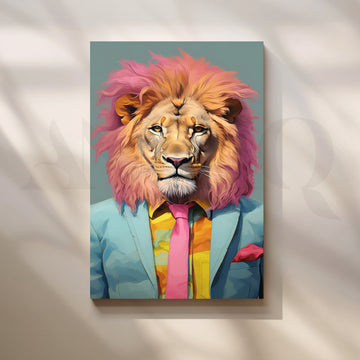 Dapper Lion Pop Portrait Canvas Painting for Living Room – Asha Art Studio