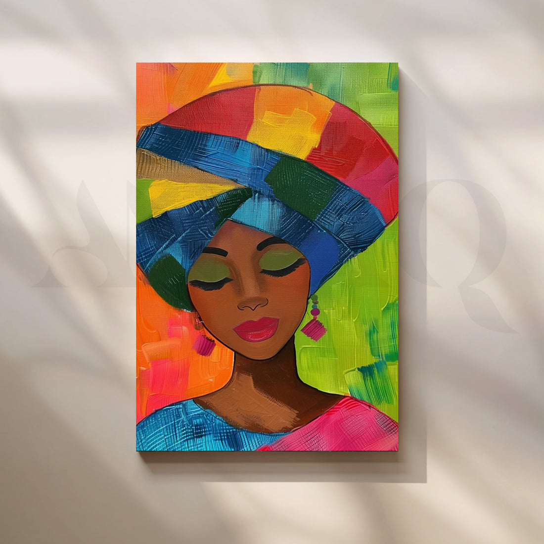 Neon Headwrap Muse Canvas Pop Artwork – Asha Art Studio