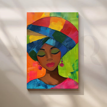 Neon Headwrap Muse Canvas Pop Artwork – Asha Art Studio