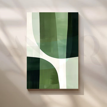 Verdant Geometry Canvas Painting for Dining Room – Asha Art Studio