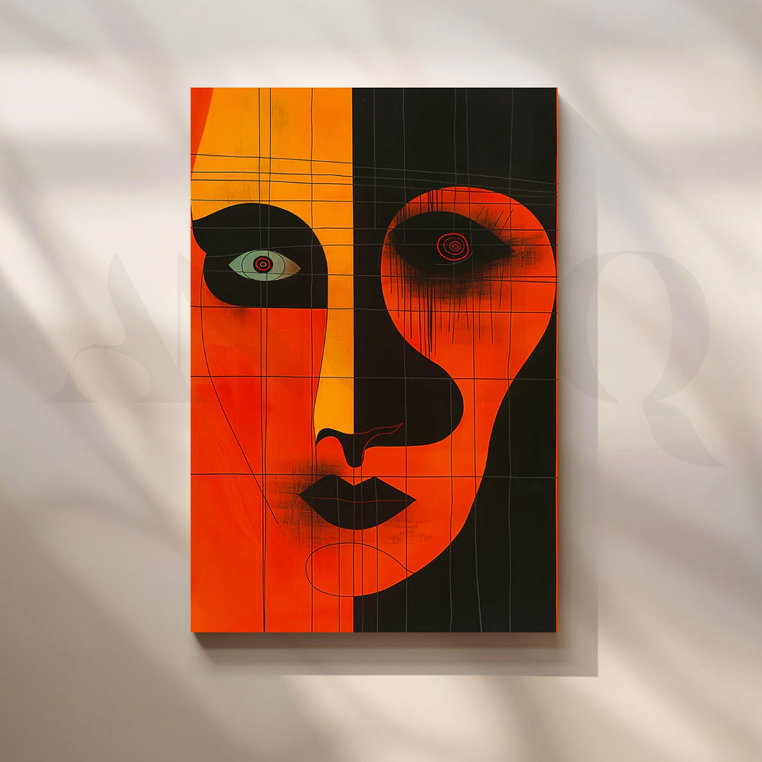 Ember Noir Face Canvas Painting for Living Room – Asha Art Studio