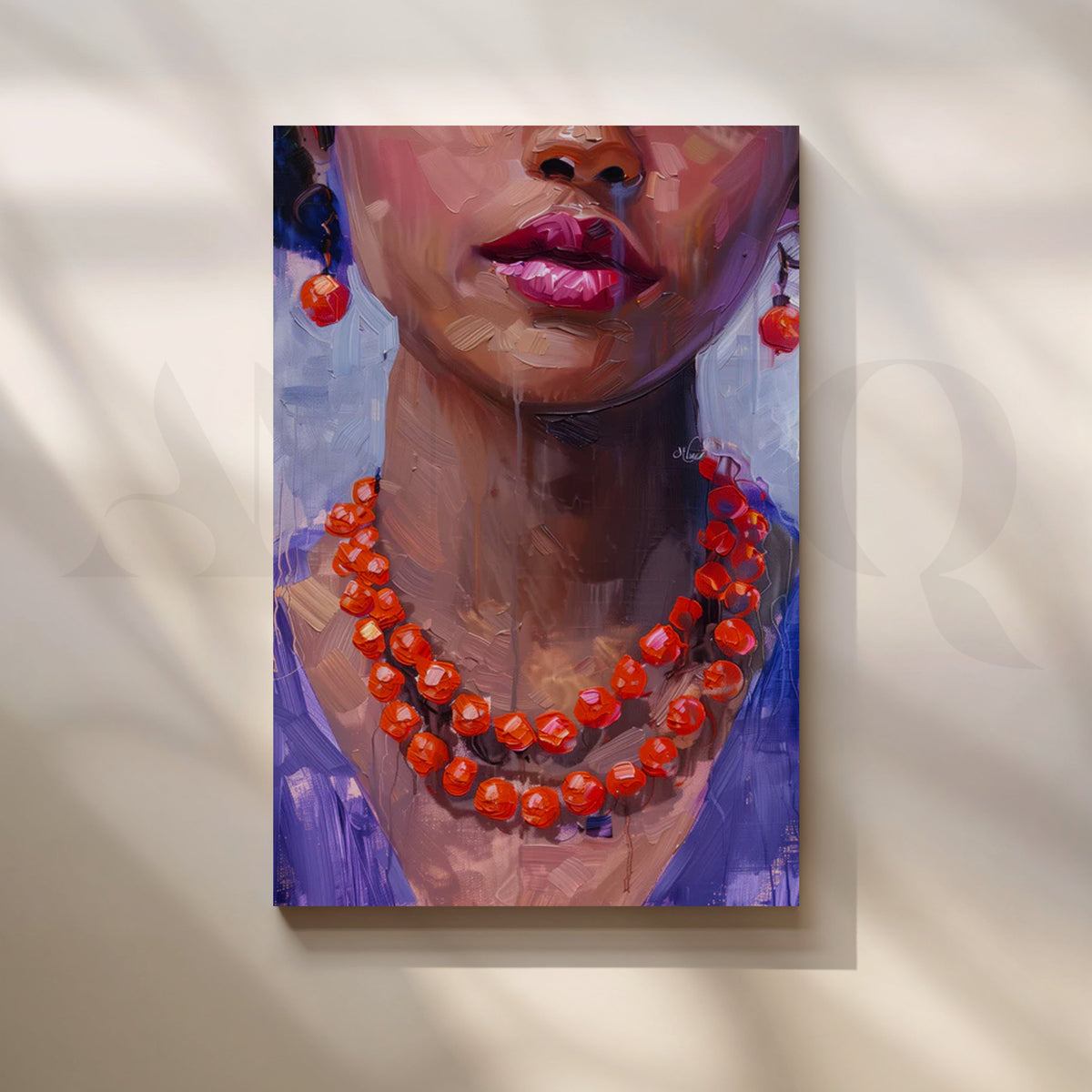 Coral Beads Elegance Canvas Painting for Dressing Room – Asha Art Studio