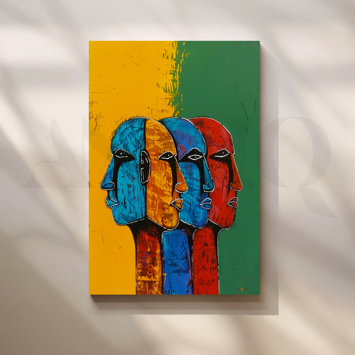 Tricolor Muse Canvas Painting for Living Room – Asha Art Studio