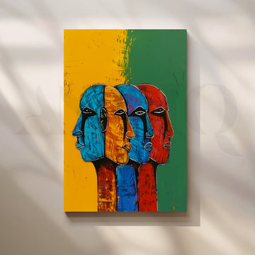 Tricolor Muse Canvas Painting for Living Room – Asha Art Studio