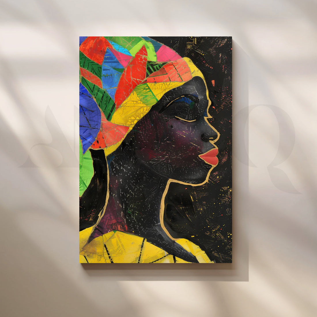 Noir Kente Profile Canvas Painting for Hallway – Asha Art Studio