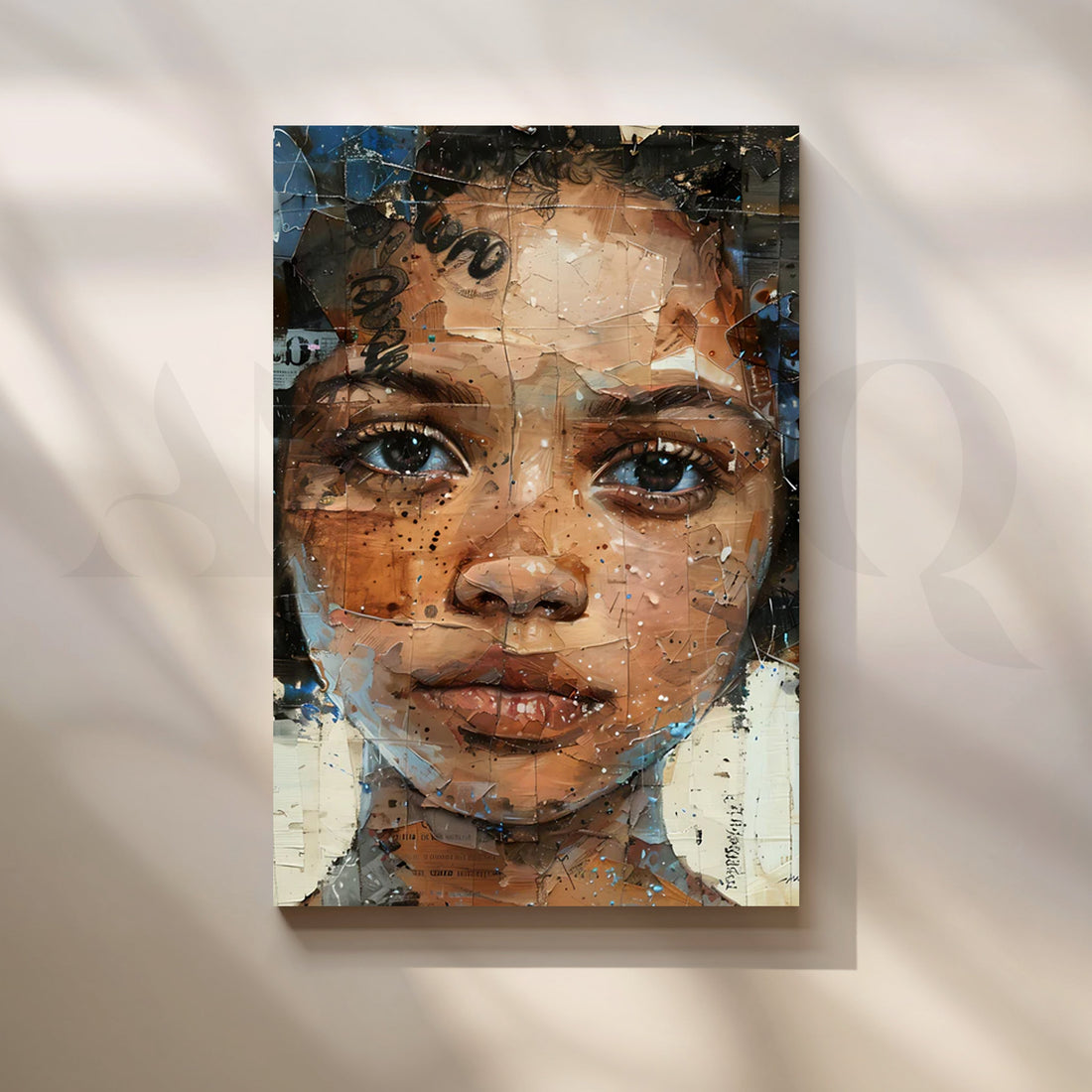 Mosaic Eyes Canvas Painting for Entryway – Asha Art Studio