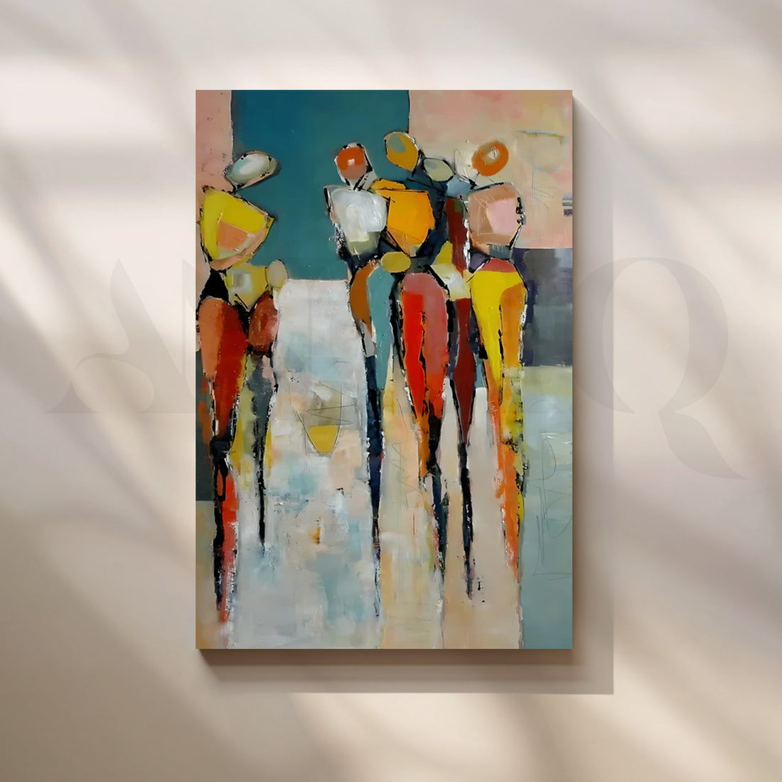Gathering at Dusk Canvas Painting for Modern Living Room – Asha Art Studio