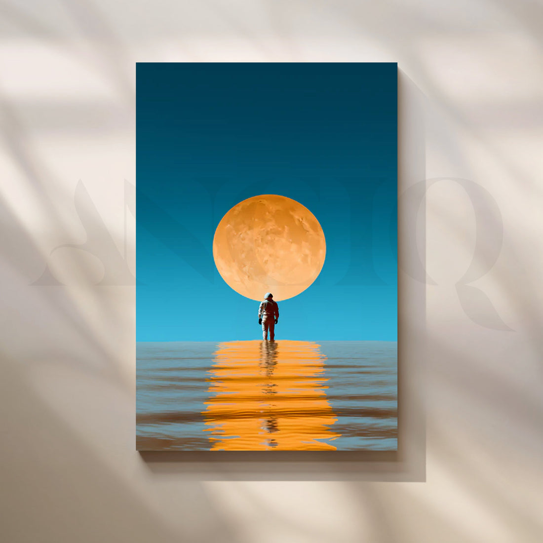 Moonrise Voyager — Surreal Astronaut Seascape Wall Art – Asha Art Studio