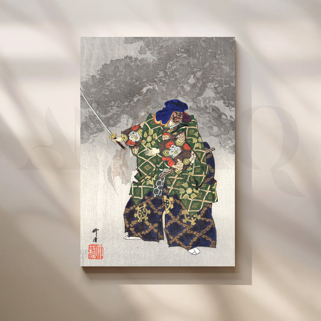 Samurai Warrior Ukiyo-e Canvas Painting for Home Office & Living Room – Asha Art Studio
