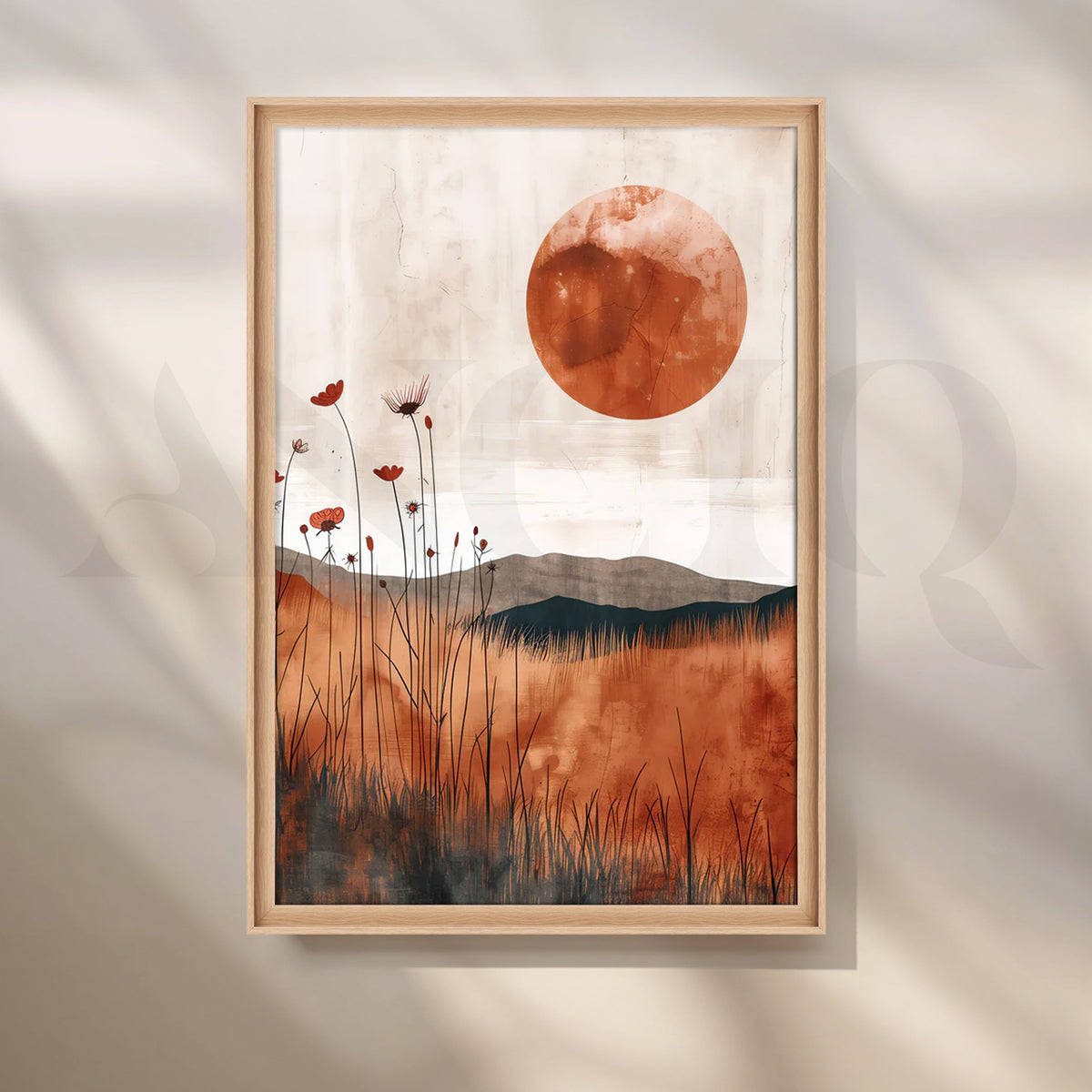 Terracotta Sunfield’ Canvas Painting for Living Room – Asha Art Studio – Image 5