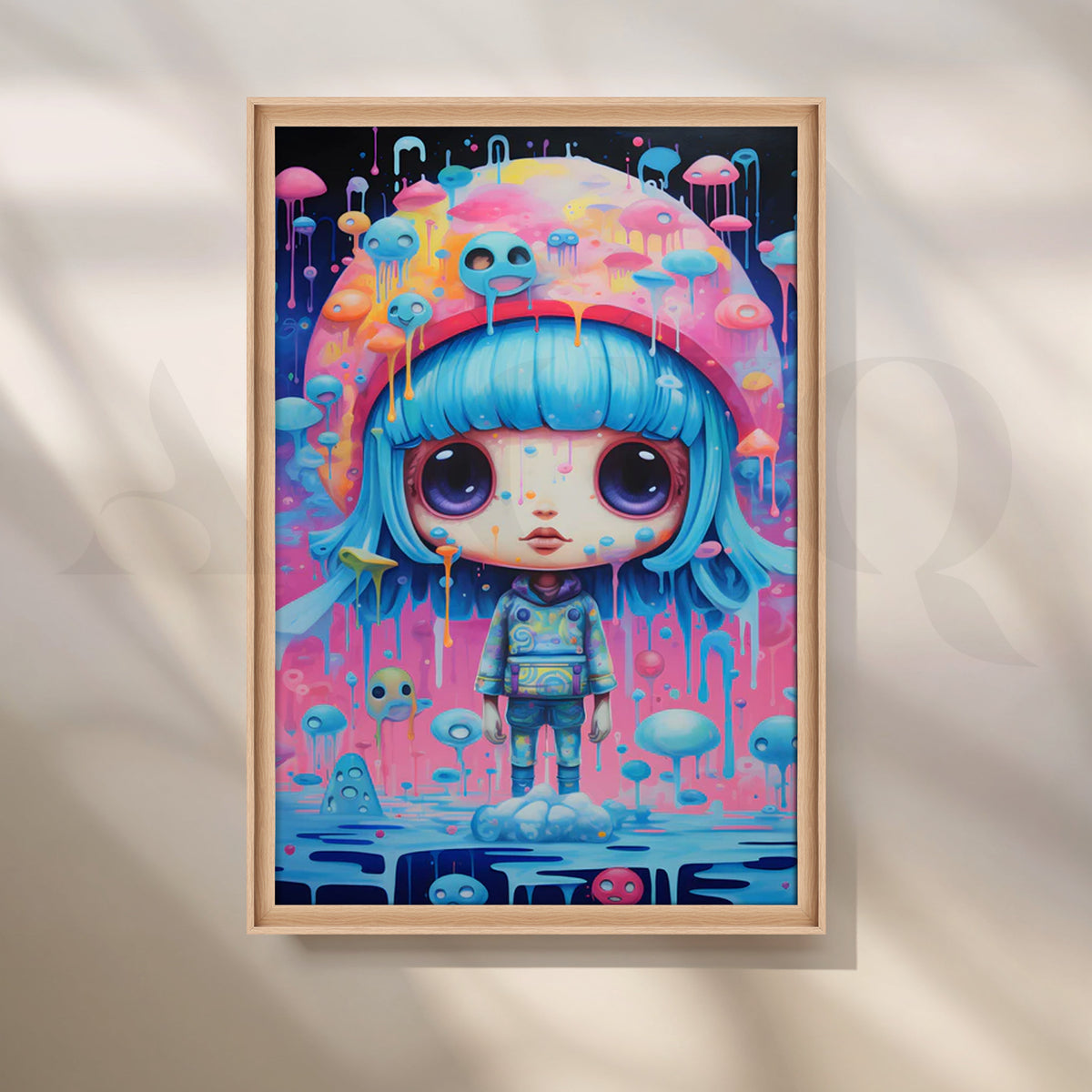 Pastel Drip Galaxy Girl Canvas Painting for Kids Room/Bedroom – Asha Art Studio – Image 5